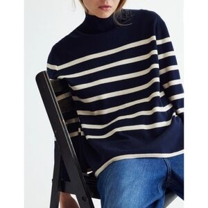 H&M Mock Turtleneck Sweater Navy & Cream Size M
